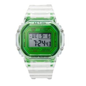 Activa by Invicta Digital Watch ACW424-008 Clear Green Resin Sport 30M New
